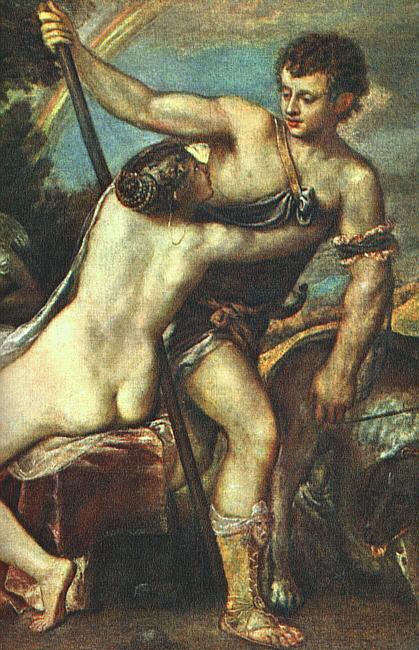 TIZIANO Vecellio Venus and Adonis, detail AR oil painting picture